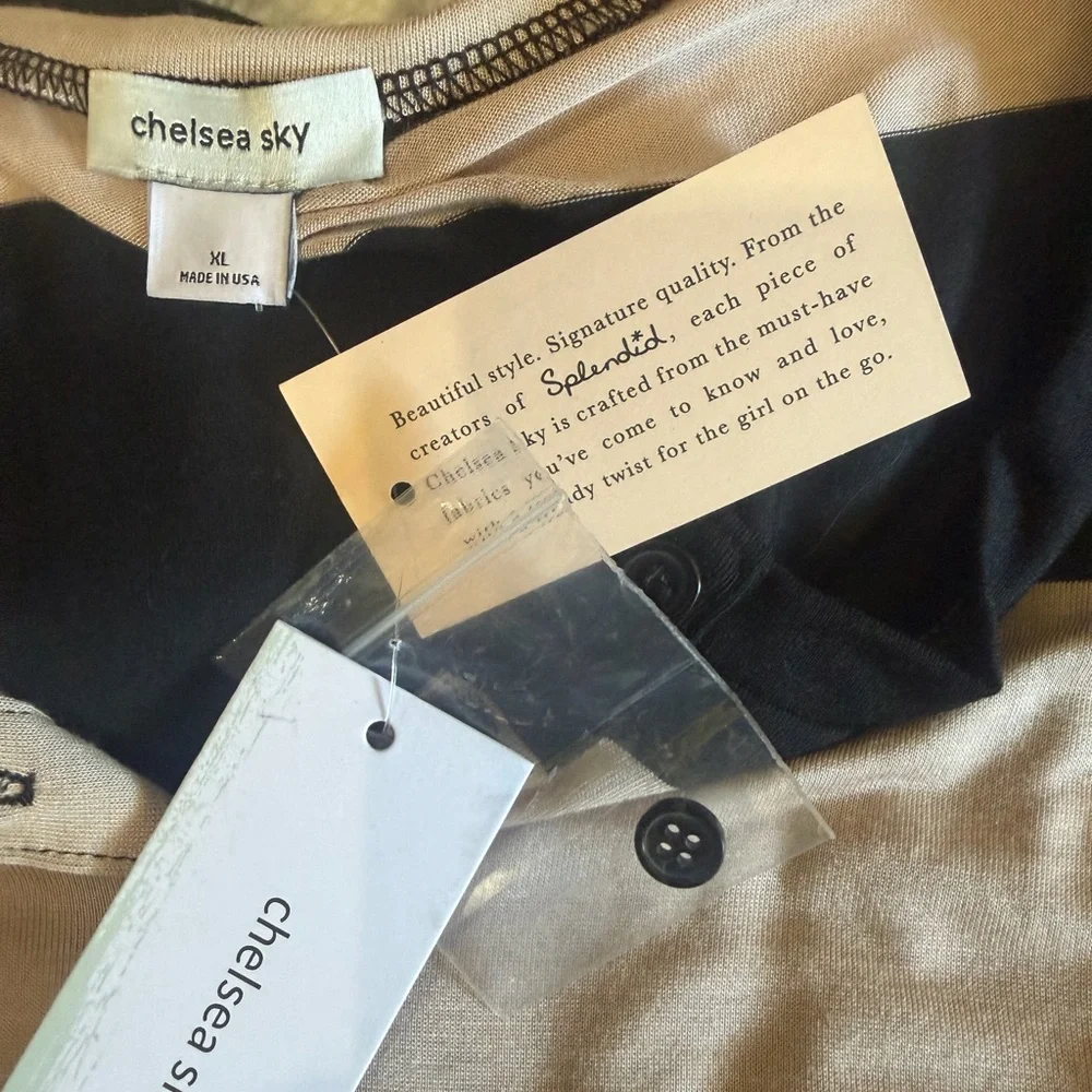 Striped Long Sleeve Midi Tshirt Dress in Black and Cream - Picture 8 of 8